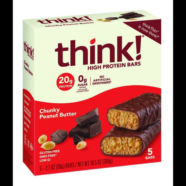 Thinkthin thinkThin High Protein Chunky Peanut Butter Bars, PK120 1074672